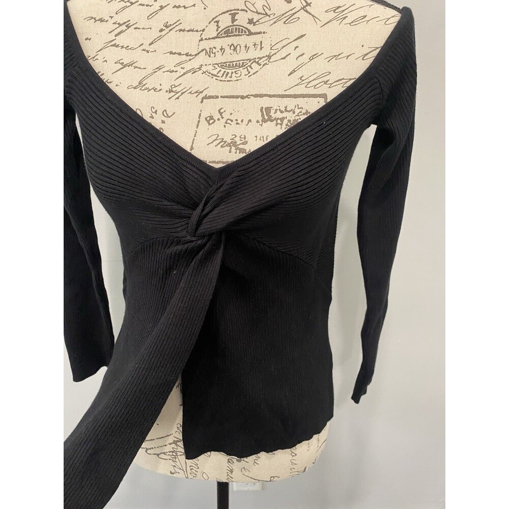 Bar 111 Black Off The Shoulder Ribbed Long Sleeve Sweater Top Sz M Minimalist